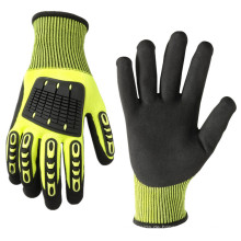 Heavy Duty Aufprallschutz Arbeitshandschuhe aus Nitril mit Level 5 Cut Resistant Glove Liner